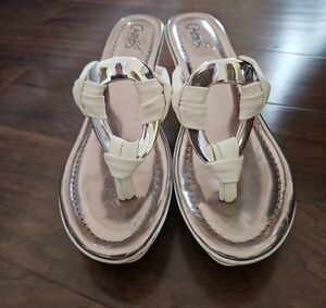 Carlos by Carlos Santana Silver and Cream Platform Sandals